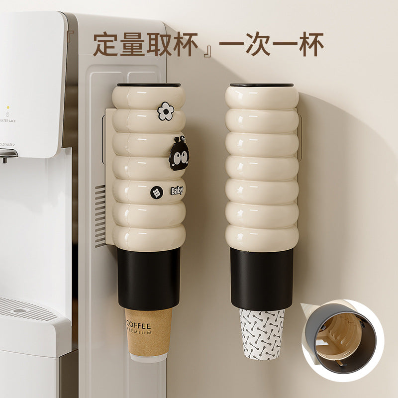 Luxury wall-mounted automatic cup dispenser for disposable cups - no drilling required, high-style design for home or office