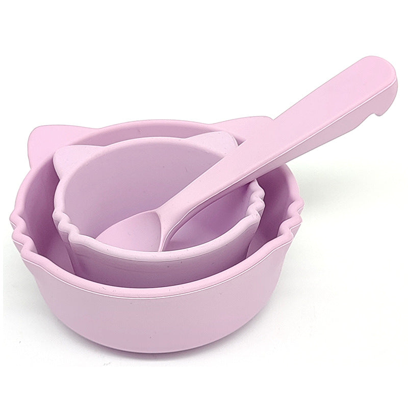 Cross-border supply Baby silicone food supplement bowl Cat shape suction cup type silicone food supplement bowl Anti-drop suction cup silicone bowl