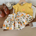 Girls' short-sleeve set:  cross-border trendy kids' clothing, little girl's top and shorts two-piece set, wholesale children's apparel