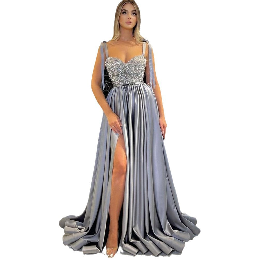 Y9291 2025 cross-border summer new arrivals: european and american style women's elegant and sexy sequin-embellished evening gown maxi dress