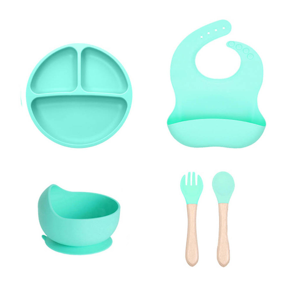 Cross-border children's silicone plate set Baby complementary food grid plate Love plate Maternal and infant feeding tableware set
