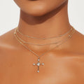 Wholesale diamond-studded cross necklace - european & american style, trendy alloy pendant, accessible luxury, unique & versatile jewelry for women