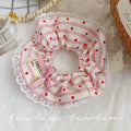 Blue striped lace heart-shaped scrunchie hair tie - korean style hair bun maker - elastic hair band
