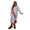 European and american cross-border african women's clothing  summer new fashion turn-down collar striped loose longline shirt dress