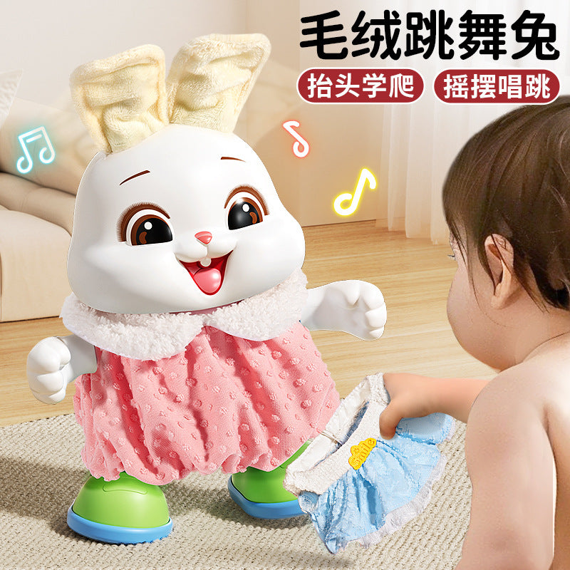 Electric dancing rabbit toy for infants and toddlers - crawling, head-up training, singing, newborn early education, and dress-up fun