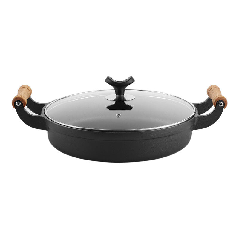 Cast iron pan Thickened binaural pan Uncoated pancake pan Raw iron pan Non-stick pancake pan Frying pan
