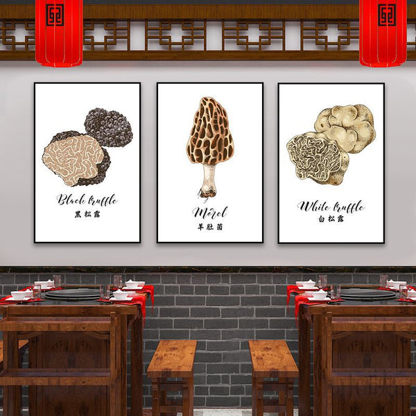 Yunnan wild mushroom decorative painting hot pot shop agritainment mushroom hanging painting dry goods shop mushroom specimen matsutake mushroom mural