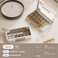 Plastic portable pill organizer - sealed, week-long, high-capacity travel pill case with compartments