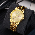 Mcykcy brand steel band alloy business watch with date and day display - cross-border wholesale casual dual calendar quartz watch