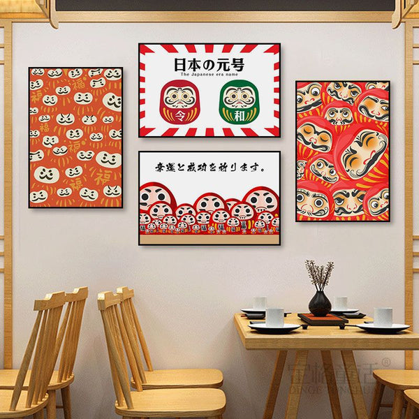Japanese-style Dharma tumbler hanging painting Japanese material tatami private room wall decoration painting Sushi restaurant izakaya hanging painting