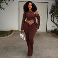 European and american style cross-border fashion women's pleated bodycon skirt set - solid color, asymmetrical neckline, long sleeve, one-shoulder tight dress