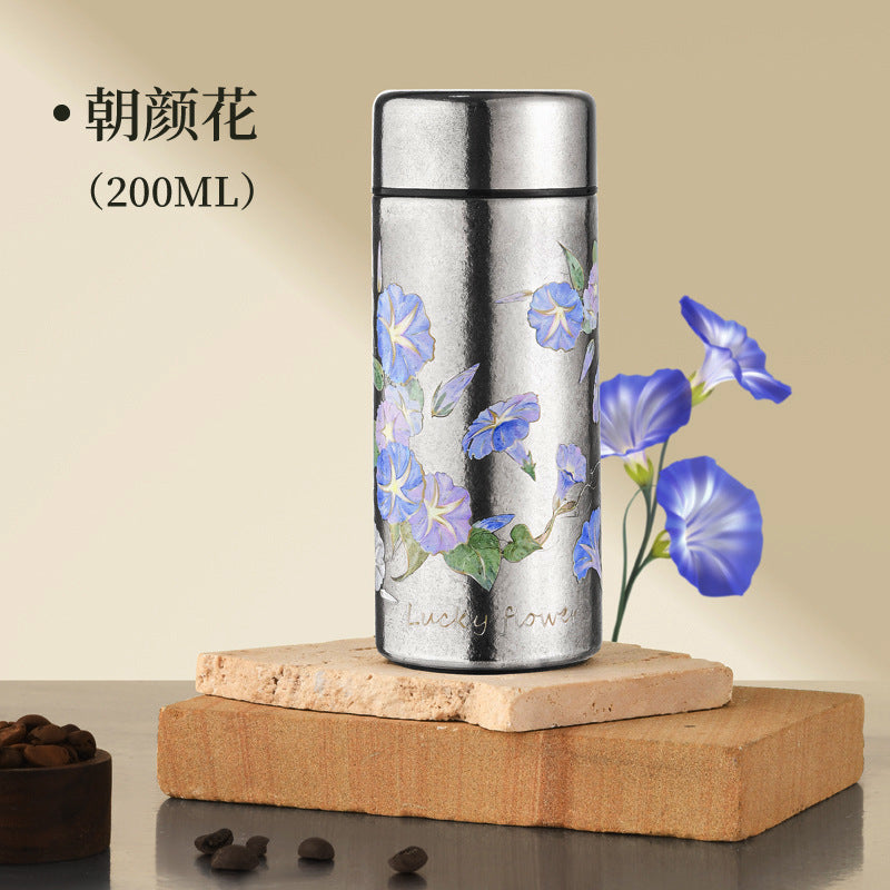 Pure titanium thermos cup for girls, high-looking portable flap pocket pants cup, mini water cup, for home tea cup, small capacity travel cup
