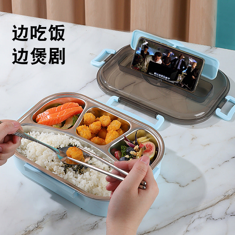 304 stainless steel food-grade lunch box for students, deepening large-capacity office workers, divided plate, large lunch box