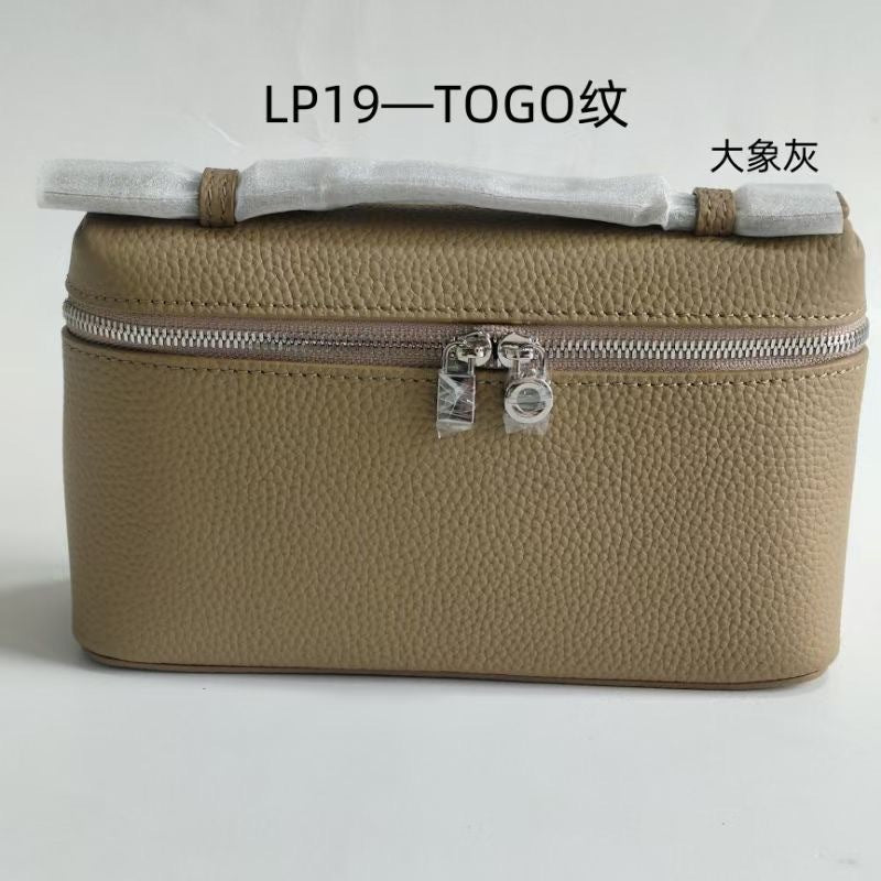 Lp19 genuine leather lunch box bag new arrival gigi same style kelly bag pebbled cowhide satchel bag simple shoulder bag for women