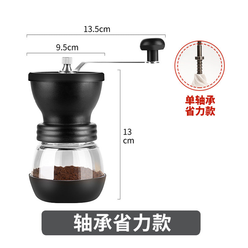 Hand-crank coffee grinder - dual bearing, effortless manual coffee mill with ceramic burr