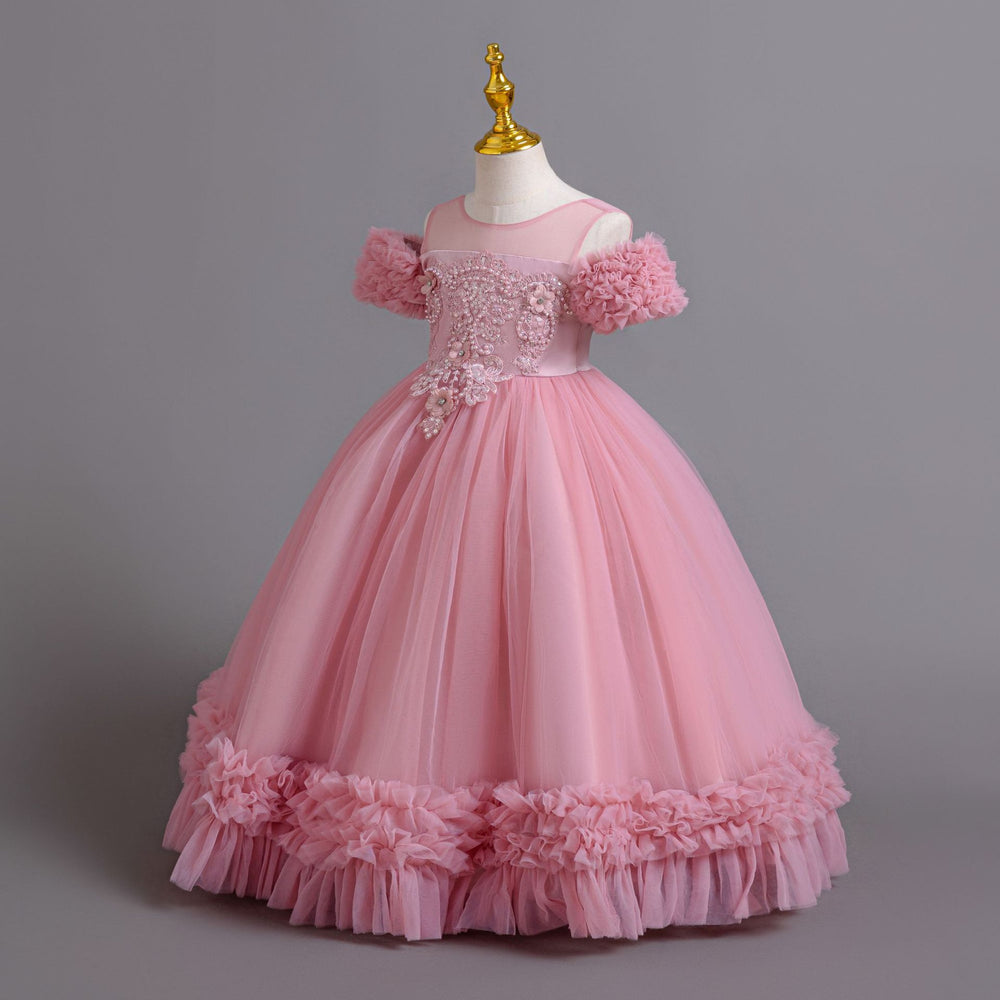 Ready-to-ship new girls' flower girl princess dress, tutu wedding dress, children's formal gown, piano recital dress, kids' dress