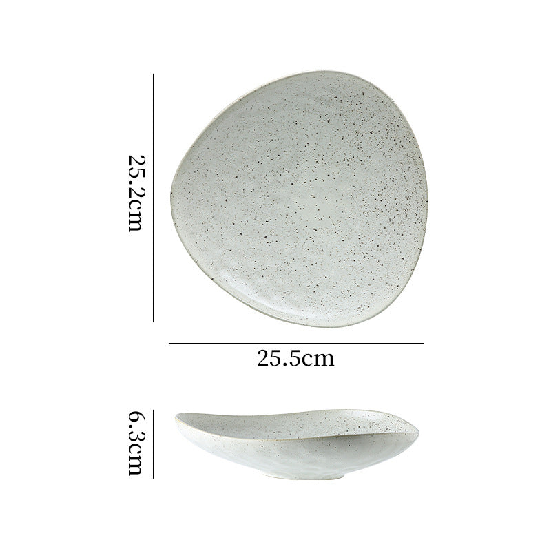 Personalized ceramic retro stoneware ceramic tableware triangular dessert plate restaurant hotel business ceramic salad plate
