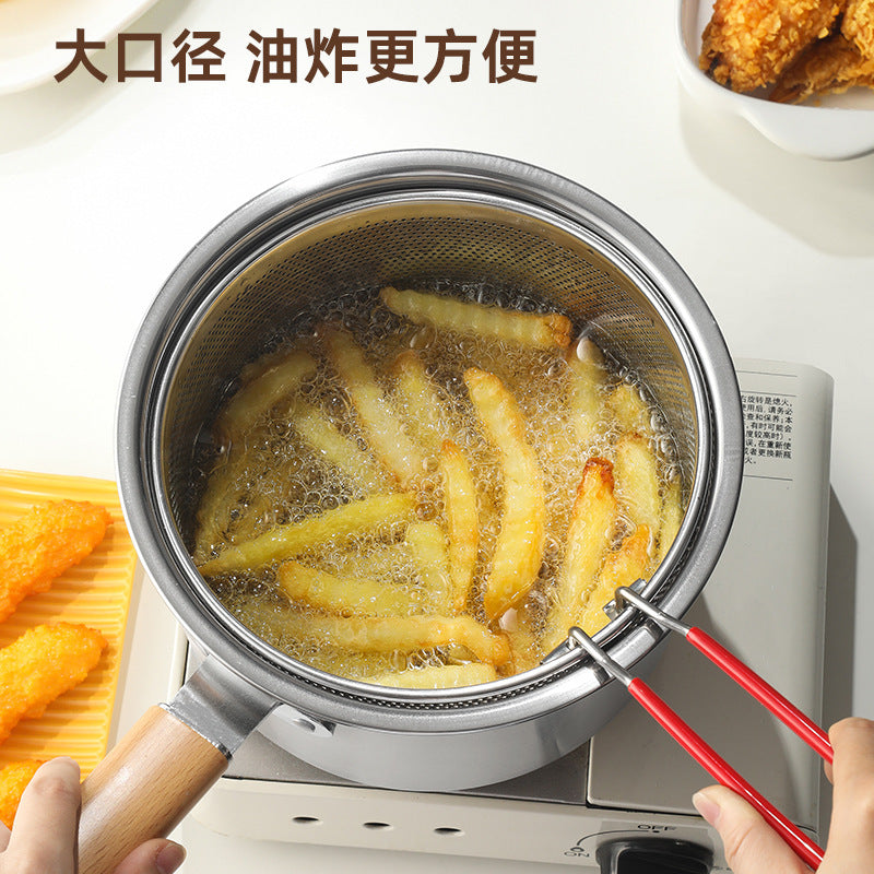 304 stainless steel mini for home fuel-saving multifunctional fryer for frying large-capacity tempura and cooking noodles to filter residue and supplementary food