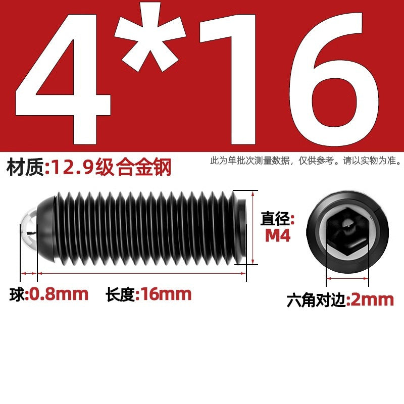 304 stainless steel/12.9 grade wave ball screw steel ball fastening spring ball head spring plunger ball glass positioning ball