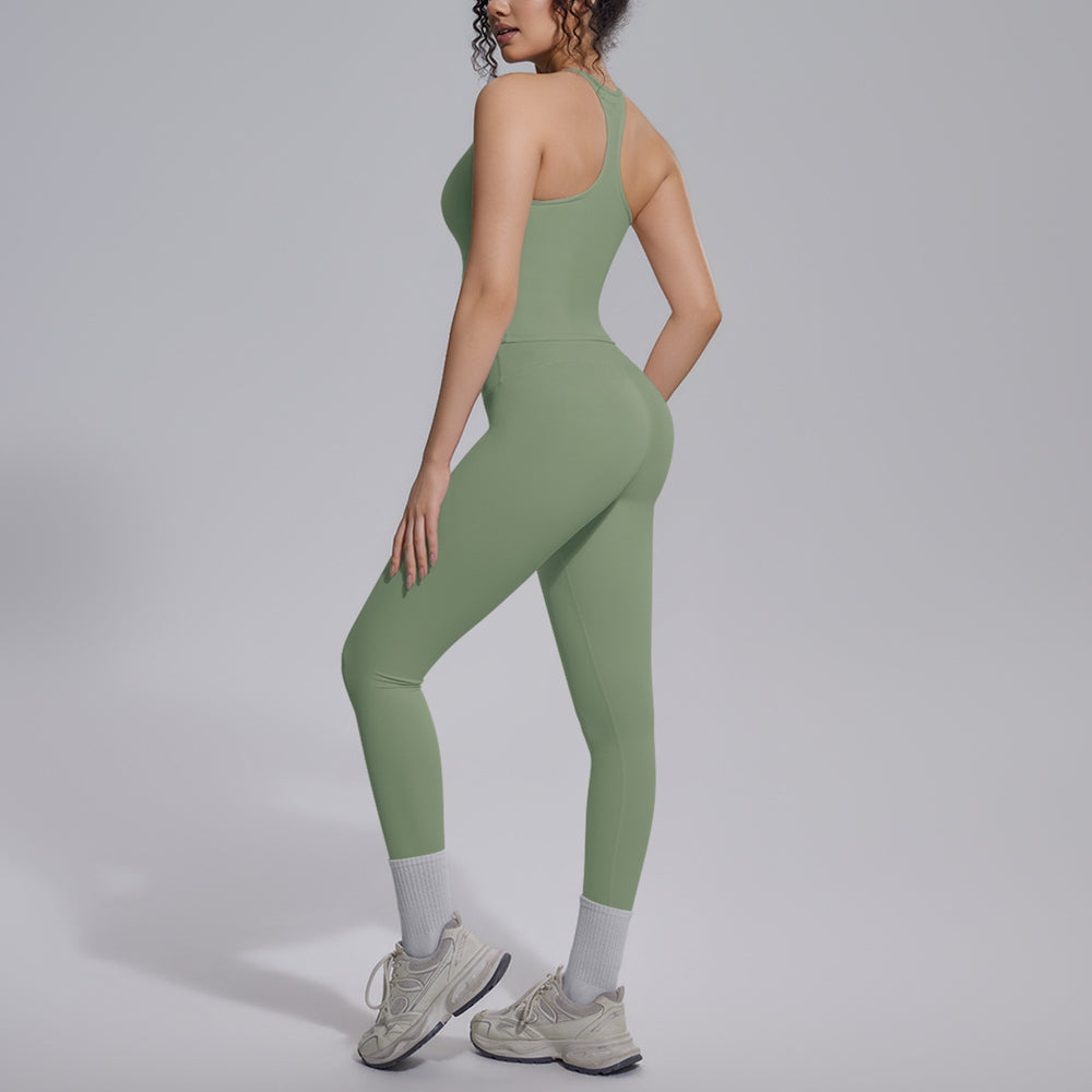 New arrival cross-border fashion double-sided brocade i-shaped beautiful back yoga suit sports running fitness running two-piece set for women