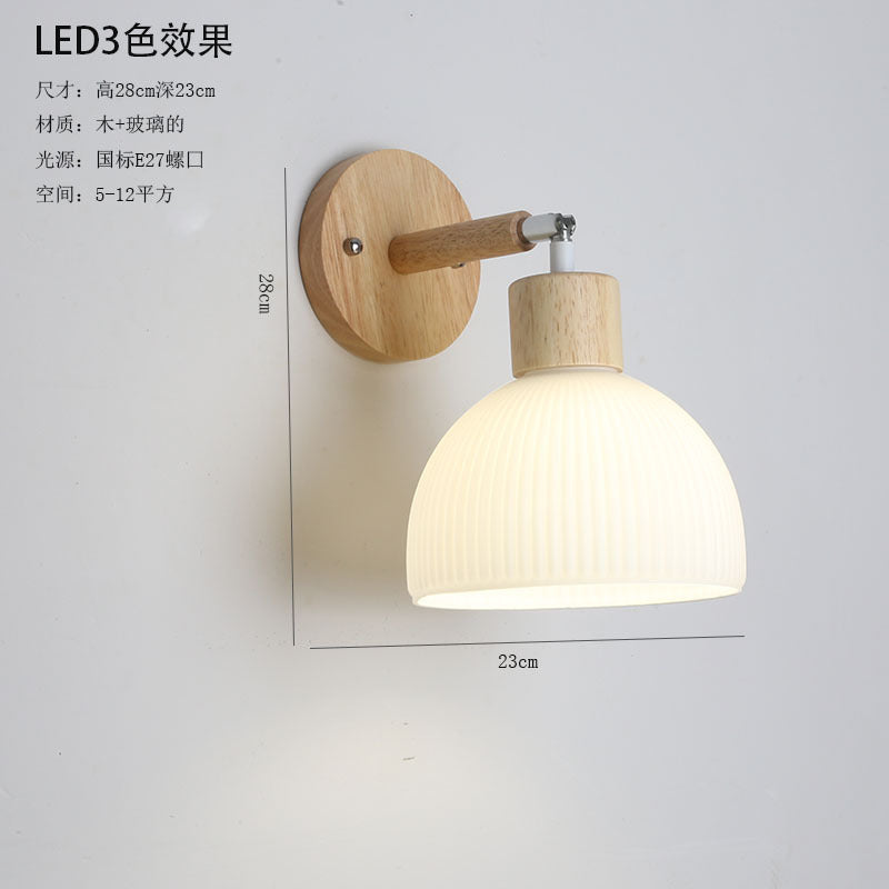 Log wind wall lamp Japanese living room wall lamp wabi wind bedroom bedside lamp B & B universal variety of lighting