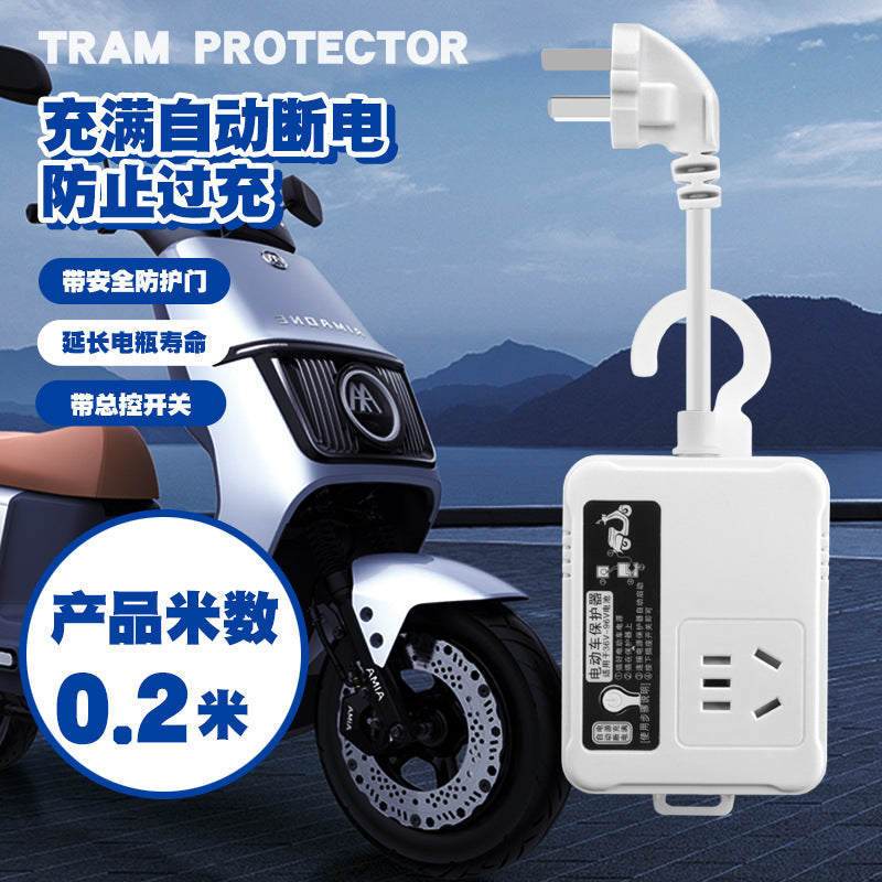 Electric vehicle charging protector - automatic power cut-off, battery overcharge protection, smart timer socket (specifically for power strips)