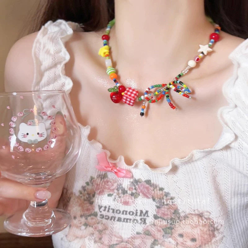 Summer dopamine collection: colorful & fun necklaces for women - sweet & edgy, niche, high-end, choker style, fashionable & versatile accessories