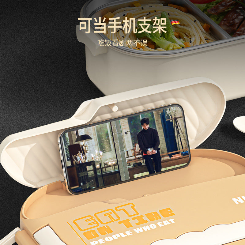 304 stainless steel thermal insulation lunch box Office workers can microwave oven heating large-capacity lunch box student grid bento box