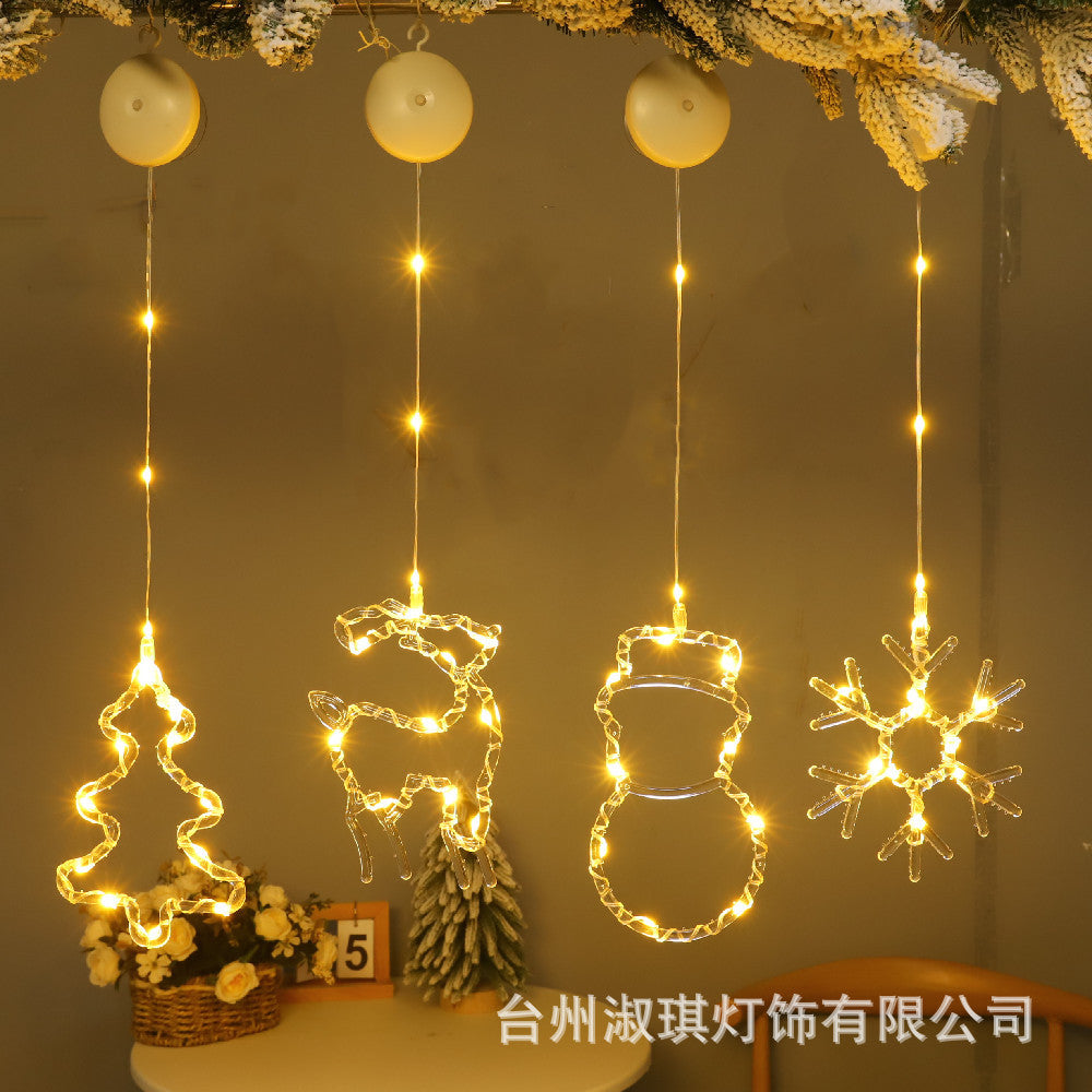 New suction cup battery box curtain light leather line light window bedroom party christmas day decoration star atmosphere light