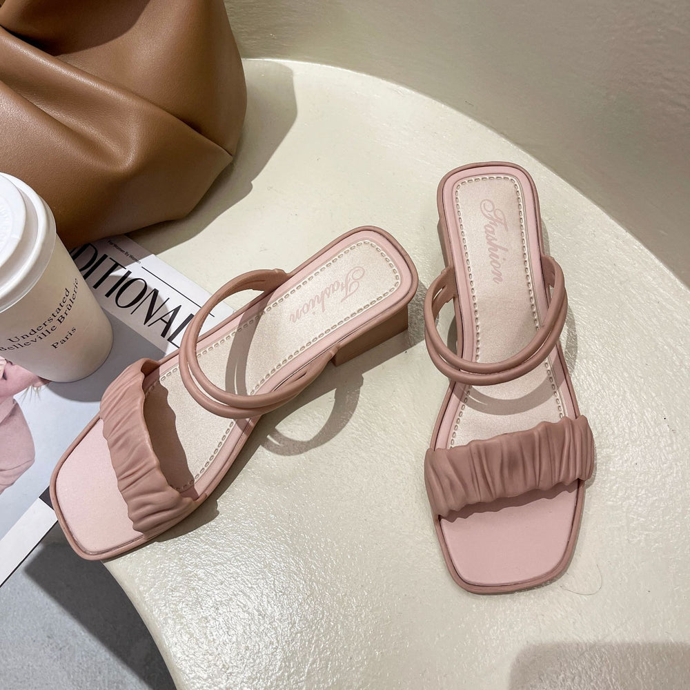 Women's summer new one-strap sandals, convertible slides, outdoor wearable half slippers, korean style fashionable versatile fairy style women's sandals