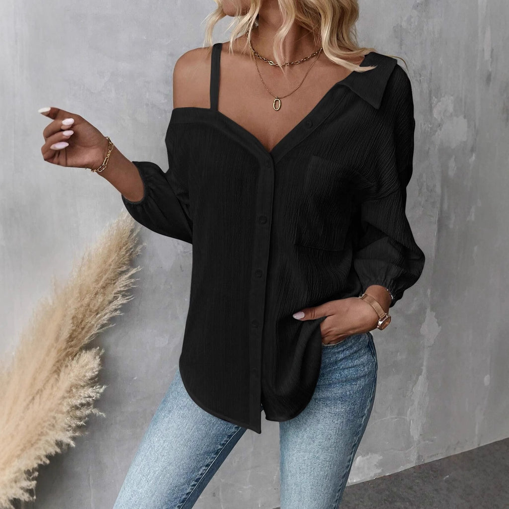 Spot 2025 spring and summer European and American independent station  lapel seven-quarter sleeve off-the-shoulder cardigan texture single-breasted casual