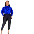 Special offer supply export women's woven topsfashionloose high collar long sleevesslimming lookshorttopsfashion popular