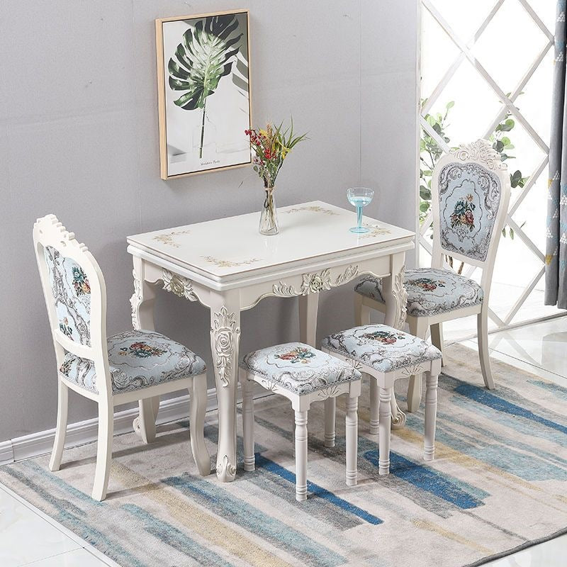 Dining table for home, small apartments, minimalist modern glass and solid wood folding rectangular dining table, european style dining table and chair set