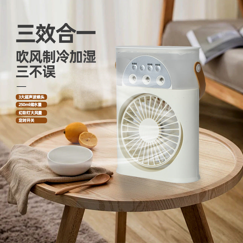 Water-cooled cycle spray fan mini desktop fan portable office usb humidification spray long battery life electric fan