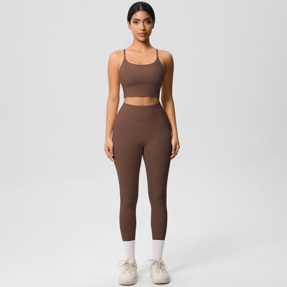 New cloud-feel tank top sports bra yoga set - quick-dry, compression fit, running & casual fitness two-piece outfit