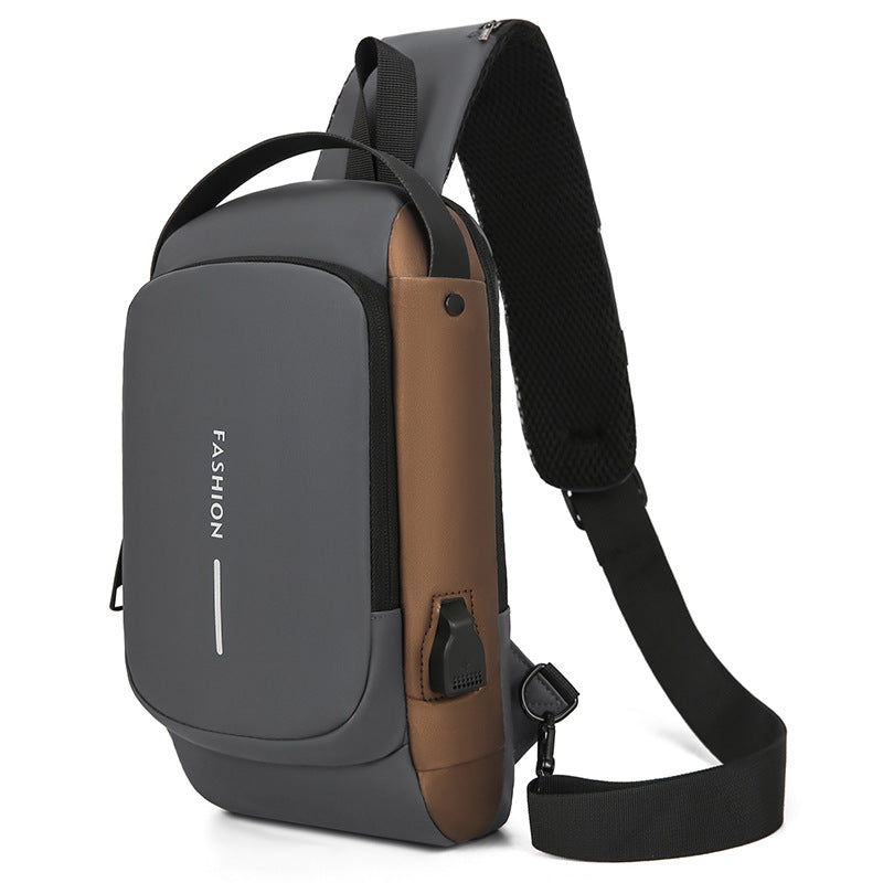 New messenger bag trendy men's breast bag combination lock locomotive bag large capacity anti-theft shoulder bag sports locomotive bag