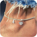 Amazon exquisite silver initial anklet - minimalist personalized letter anklet with cz heart cuban chain