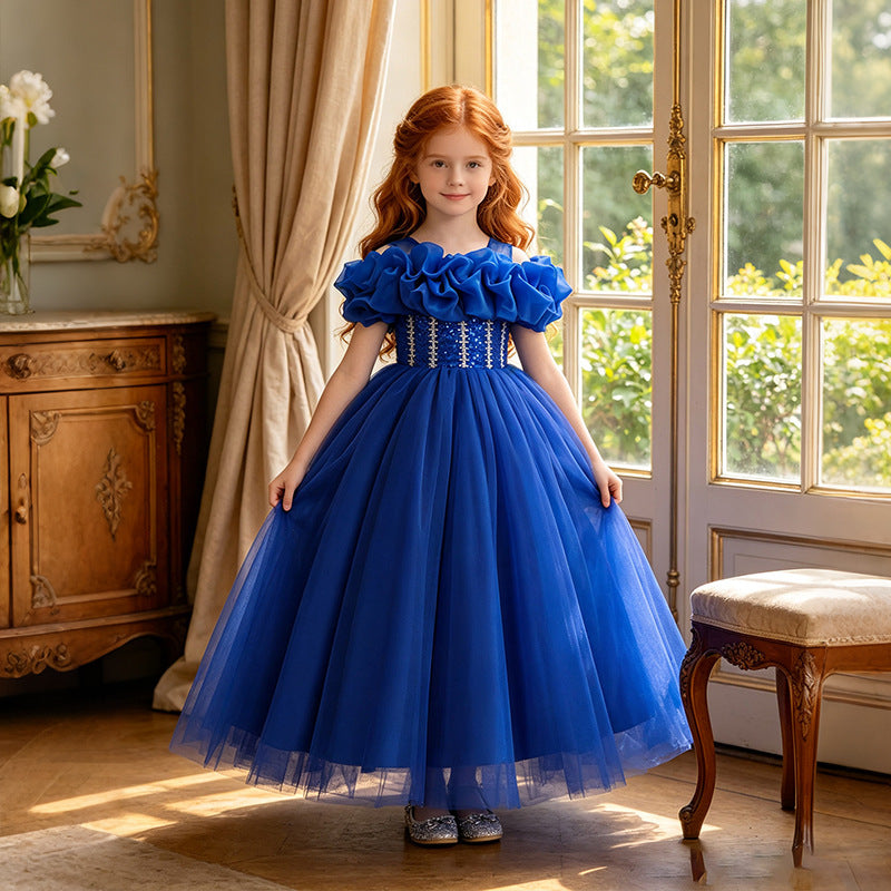 fashion stylegirl dress ankle-length party birthday princess dress for banquet clothing tutu skirt in stock