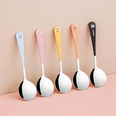 Cartoon 304 stainless steel chopsticks and spoon set - kids' dinnerware with original beerus collaboration design - wholesale