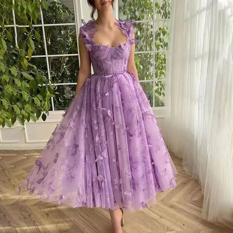 fashion  women's wedding dress tulle suspender sleeveless high slit bridal party beach dress