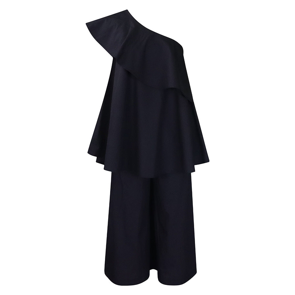 C8537 independent station european and american large size women's clothing cross-border personalized loosetops wide-leg pants two-piece set foreign trade suit