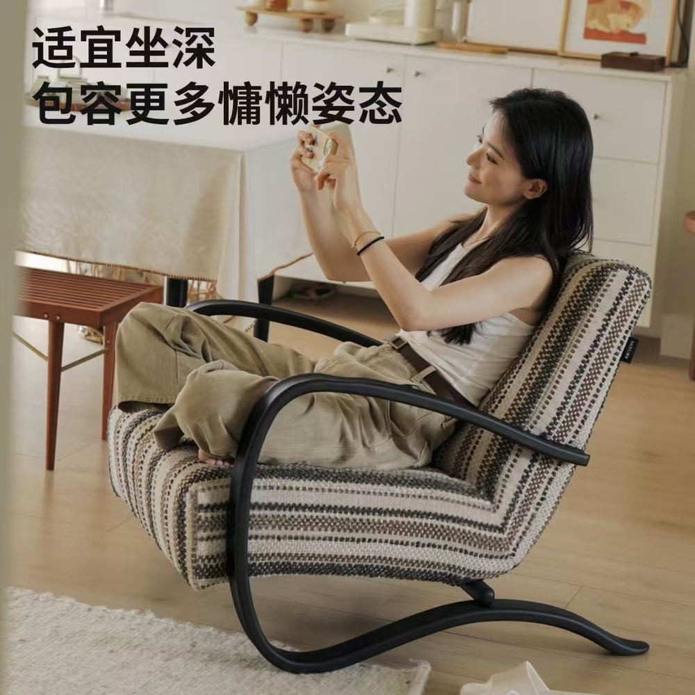 Retro sofa chair single burke casual chair balcony living room bedroom for homeplaid single chair lazy sofa manufacturer