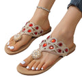 Export  summer flat beach sandals women's european and american rhinestone simple lightweight casual buckle plus size flip-flops
