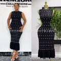 European and american style high-end sleeveless dress for women - summer stand collar, rhinestone embellished, slim fit, light luxury mermaid maxi dress