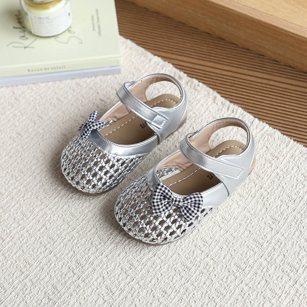 new girls' hollow-out sandals - kids' breathable velcro butterfly summer princess sandals