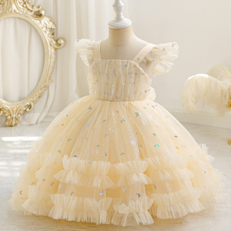 Children's birthday mesh skirt vest first birthday kids princess dress children's clothing baby wholesale dress dress summer style flower girl