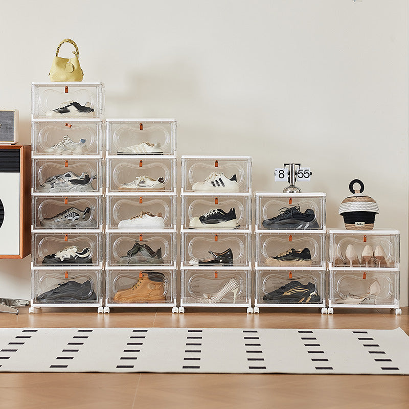 Door shoe cabinet foldable transparent large-capacity multi-layer shoe display finishing box installation-free dust-proof clean storage