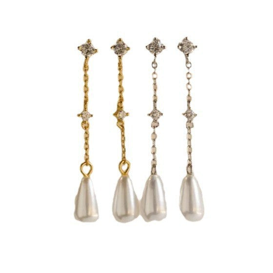 New creative korean style minimalist teardrop dangle earrings, long tassel earrings, streamline earrings, women's gift wholesale