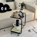 Cream style popular wheeled trolley bedroom glass side table small apartment living room movable sofa storage rack