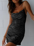 european and american cross-border new arrival: sexy backless sequin sparkle mini dress - perfect for nightclubs and parties